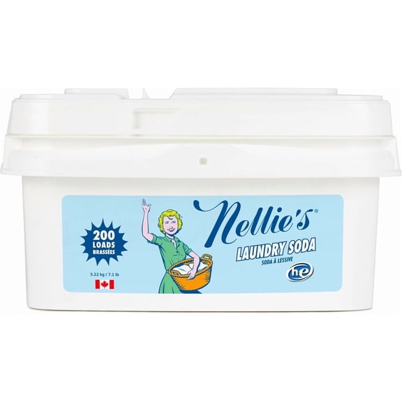 Nellie's Laundry Soda - Concentrated Laundry Detergent Powder - 200 Load Bulk Format - Gentle on Skin and Environment - Fragrance-Free