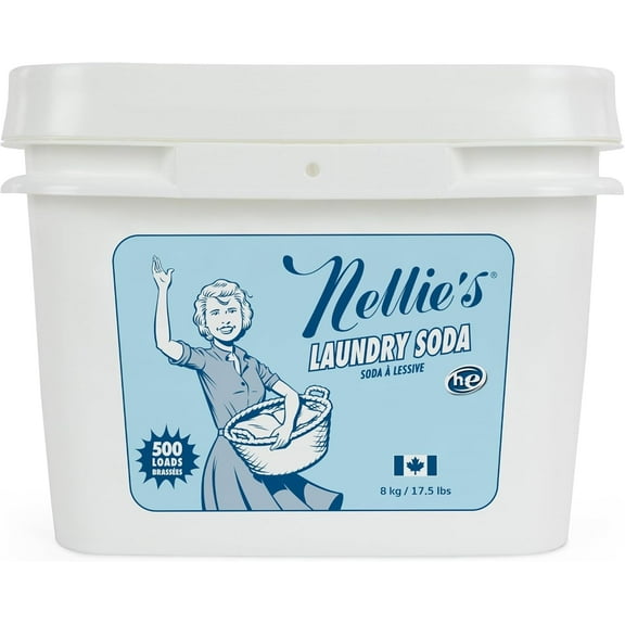 Nellie's Laundry Soda - Concentrated Laundry Detergent Powder - 500 Load Bulk Format - Gentle on Skin and Environment - Fragrance-Free