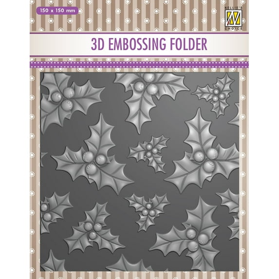 Nellie's Choice 3D Embossing Folder - Holly Leaves & Berries