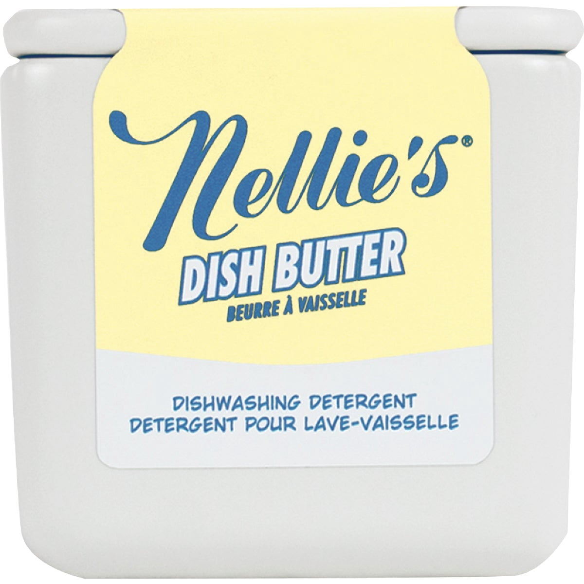 Nellie's Dish Butter - Zero-Waste Alternative to Liquid Dish Soap with Reusable Ceramic Container (White) - Light Lemongrass Scent - Plastic-Free Dishwashing