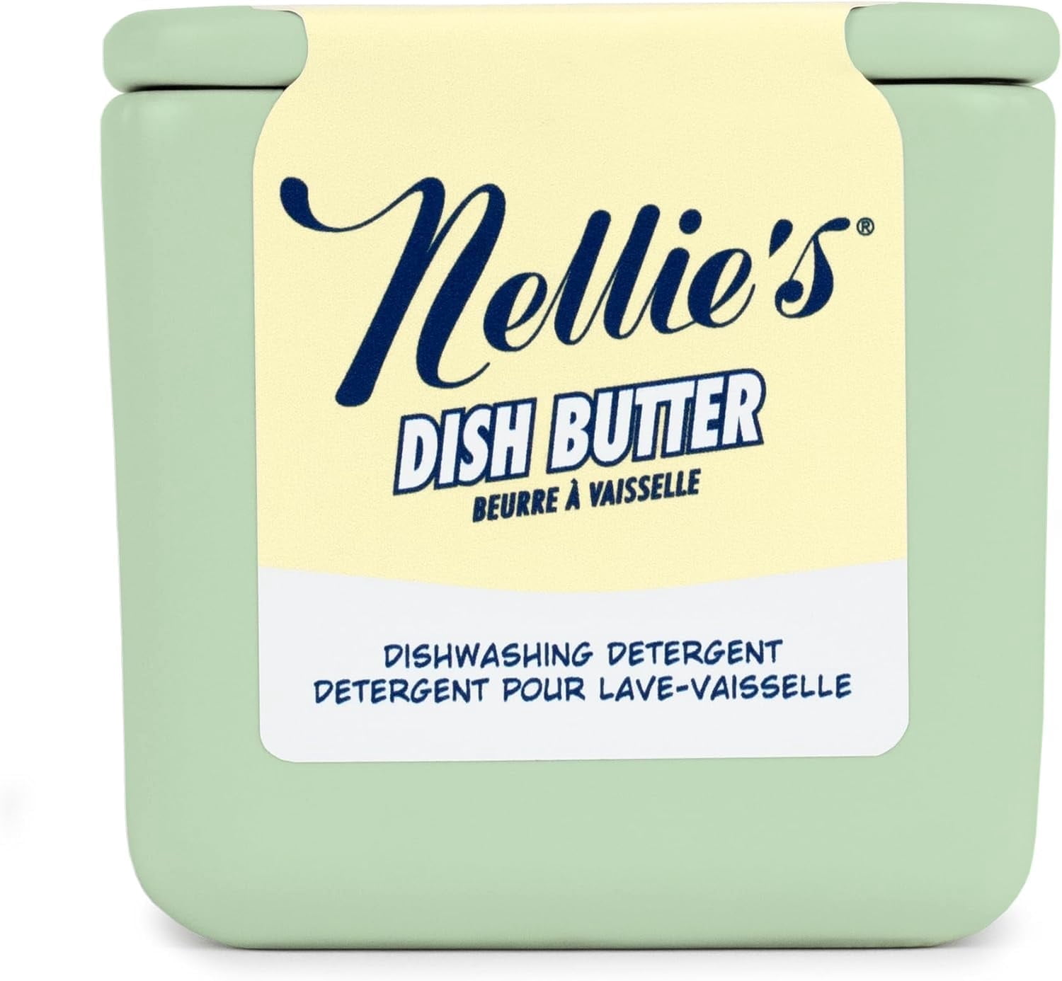 Nellie's Dish Butter - Zero-Waste Alternative to Liquid Dish Soap with Reusable Ceramic Container - Light Spruce Scent for Eco-Conscious Dishwashing (Green)