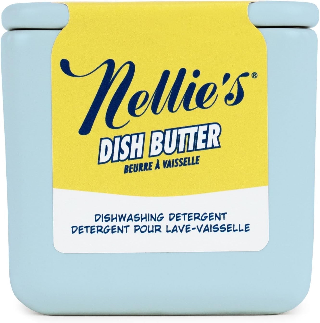 Nellie's Dish Butter - Zero-Waste Dish Soap Block - Eco-Friendly and Sustainable Dish Cleaning Solution with Reusable Ceramic Container for Mess-Free Dish Duty (Blue)