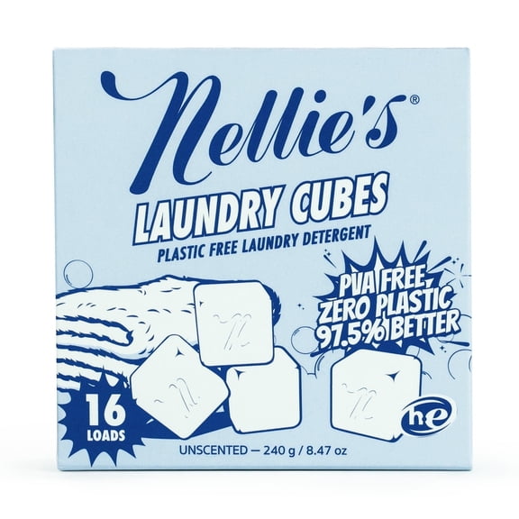 Nellie's Laundry Cubed Eco-Conscious Laundry Detergent, Unscented, 16 Loads
