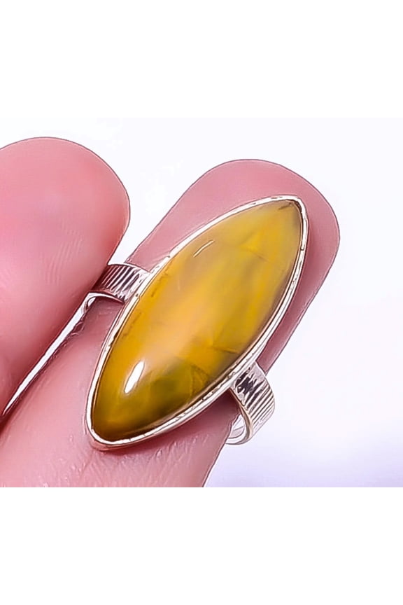 Nellite - Aka Honey Stone 925 Sterling Silver Jewelry Ring s.8 R5818-6, Christmas Gift, Gemstone Silver Jewelry, Nellite Ring, New Year Sale