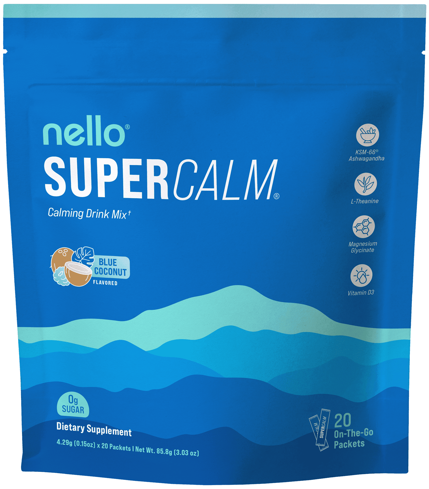 Nello Supercalm Drink Mix, Ashwagandha KSM 66, Magnesium Glycinate