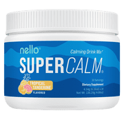 Nello Supercalm Drink Mix - Ashwagandha KSM 66, Magnesium Glycinate & L-Theanine Supplement - Ashwagandha Root Extract - Focus and Relaxation Support 30 Serving Tub - Tropical Tangerine