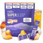 Nello Supersleep, Nighttime Sleep Support Drink Mix, Ashwagandha, Maizinol, L-Glycine, Magnesium Glycinate, Peach Dream Pack of 20