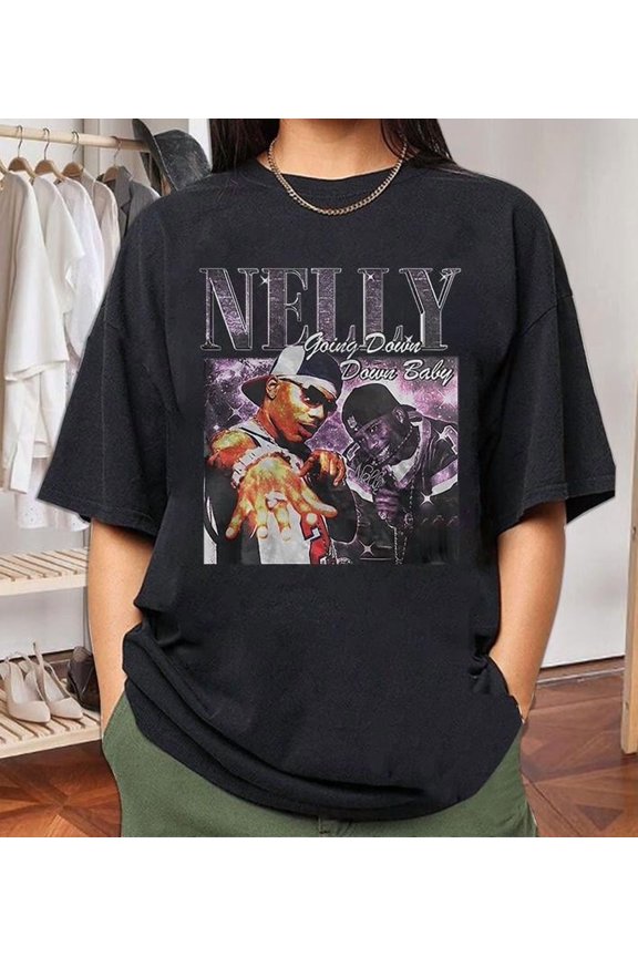 Nelly Rap . Nelly Country Grammar Album Vintage 90s Y2K. Halloween Style Bootleg Singer Tour Rap Nelly Rap Unisex Comfort Tee T Shirt, Color: Black, Size: S