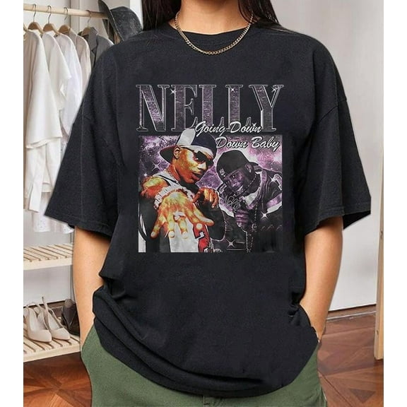 Nelly Rap . Nelly Country Grammar Album Vintage 90s Y2K. Halloween Style Bootleg Singer Tour Rap Nelly Rap Unisex Comfort Tee T Shirt, Color: Black, Size: S