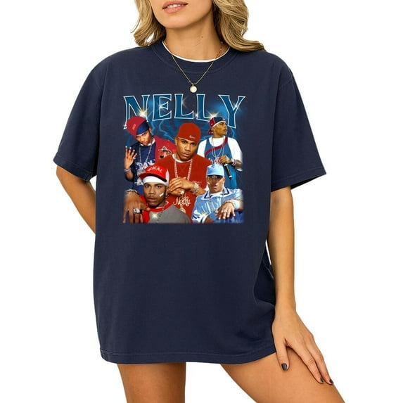 Nelly Rapper Vintage 90s Bootleg T-Shirt, Nelly Graphic Shirt, Retro Nelly Rapper Shirt, Nelly Rap Tee Y2k, Unisex Shirt,Navy Color,Size XL