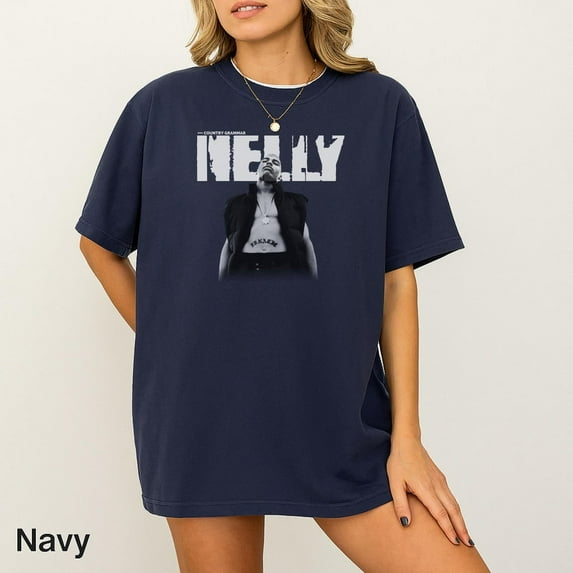 Nelly Shirt, Vintage 90s T-Shirt, Retro Nelly Shirt, Nelly Rapper Shirt, Nelly Rap Tee Y2k, Limited Music Fan Gift Tee,Navy Color,Size L