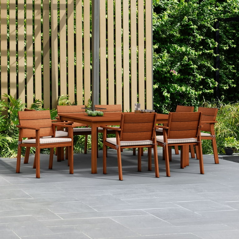 Nelson 9 Piece Square Patio Dining Set Solid Wood 100 FSC Certified