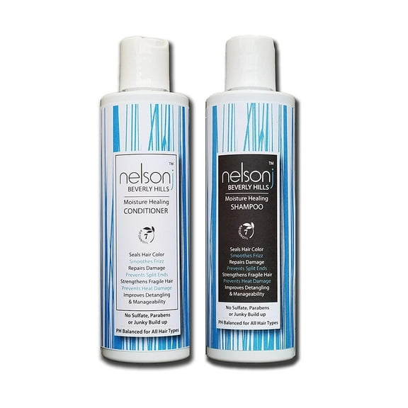 Nelson Beverly Hills Moisture Healing Shampoo & Conditioner, No Sulfates, Parabens or Junky Buildup, Seals Hair Color, Repairs Damage, Prevents Split Ends, and more