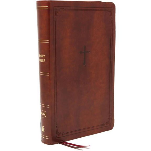 Nelson Bibles NKJV Personal Print Reference Comfort Print Leather Bible, Brown - Large