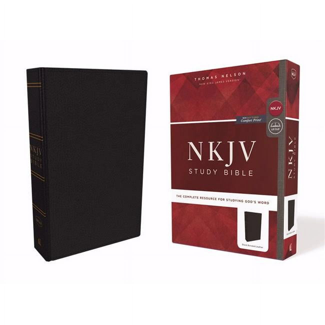 Nelson Bibles NKJV Study Bible Comfort Print, Black Premium Bonded Leather