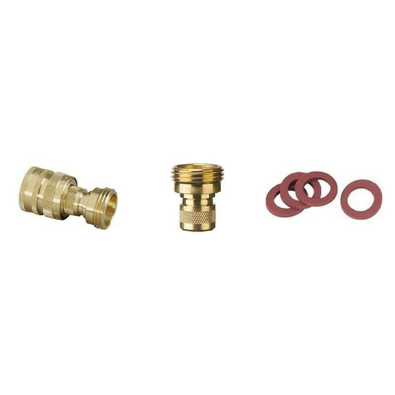 Nelson Brass Male and Female Quick Connect and Gilmour Hose Washer Bundle
