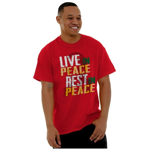 Nelson Mandela Live in Peace RIP Men's Graphic T Shirt Tees Brisco Brands S