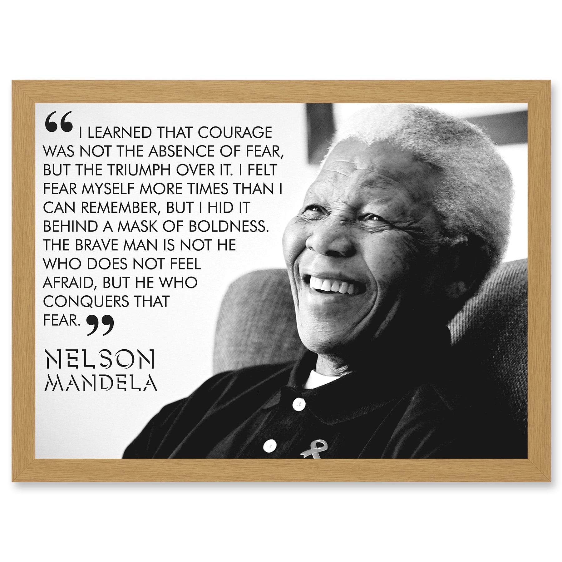 Nelson Mandela Quote I Learned That Courage Typography A4 Artwork ...
