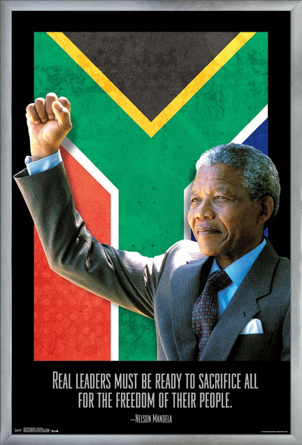 Nelson Mandela - Real Leader Wall Poster, 22.375" x 34", Framed