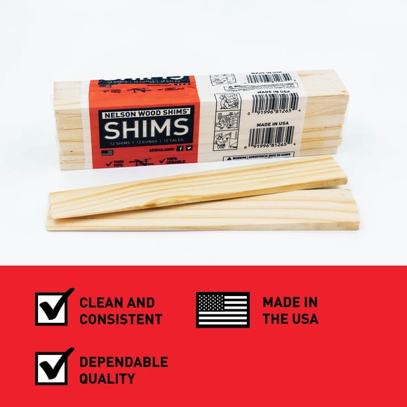 NELSON WOOD SHIMS Wood Shims, 8-In., 12-Pk. PSH8/12/65