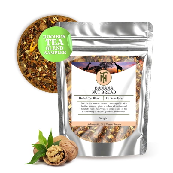 Nelson's Tea - Banana Nut Bread - Caffeine Free - Irresistible Blend of Green and Red Rooibos, Honey Bush & Natural Flavored Tea - Smooth and Creamy Banana Tea (Sample)