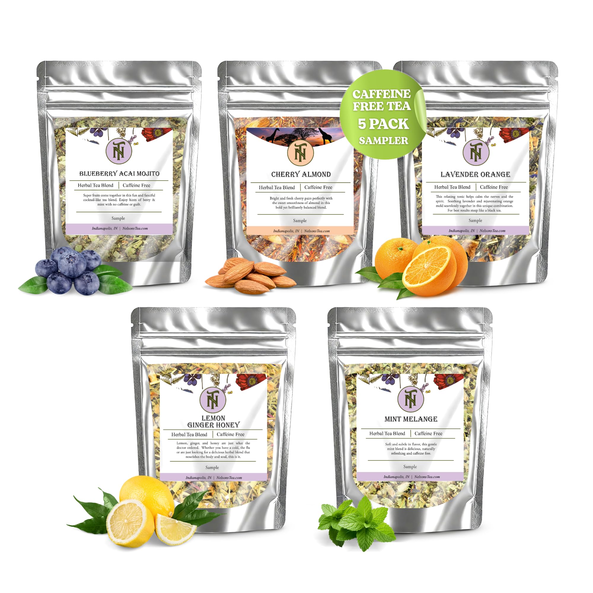 Nelcon Tea Nelson's Tea - Caffeine Free Tea Sampler - Tea Leaves Loose Leaf ...