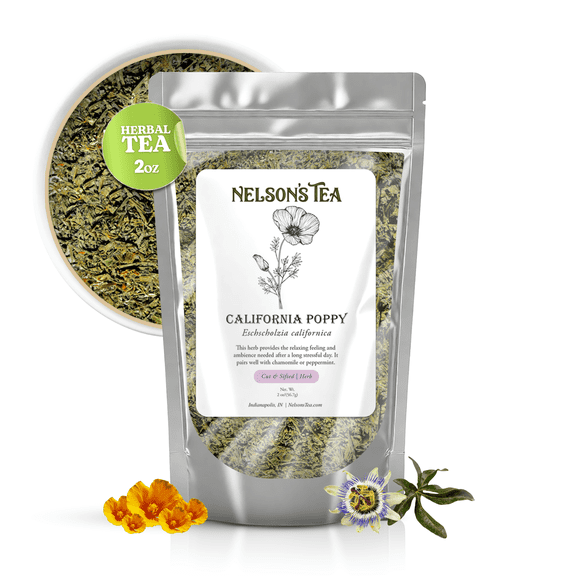Nelson's Tea - California Poppy - Cut & Sifted - Loose Leaf - Herbal Tea - 2oz