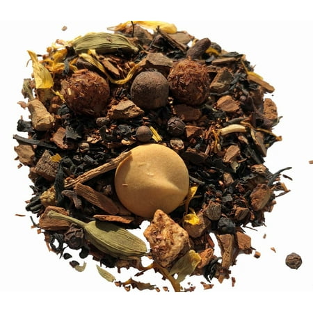 Nelson's Tea - Caramel Apple Chai - Red Rooibos Loose Leaf Tea - cinnamon chips, black tea, peppercorn, ginger root, caramel chips, cardamom, clove, orange peel, dried apples, and marigold (16 oz)