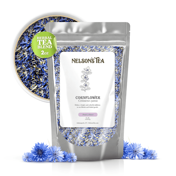 Nelson's Tea Cornflower Petals - Dried Blue Cornflower (Centaurea Cyanus) for Tea Blends, Latte, Smoothie, & Bath Salts (2 oz.)