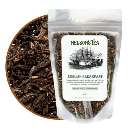 Nelson's Tea English Breakfast - Herbal Black Loose Leaf Tea, Curated Blend with Flowery Orange Pekoe Black Tea - Perfect for Breakfast or a Refreshing Flavored Tea (2 oz)