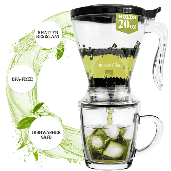 Nelson's Tea Loose Leaf Tea Brewer - Durable and Efficient Hot and Cold Tea Maker for Full Flavor. Brews 20oz, Dishwasher Safe