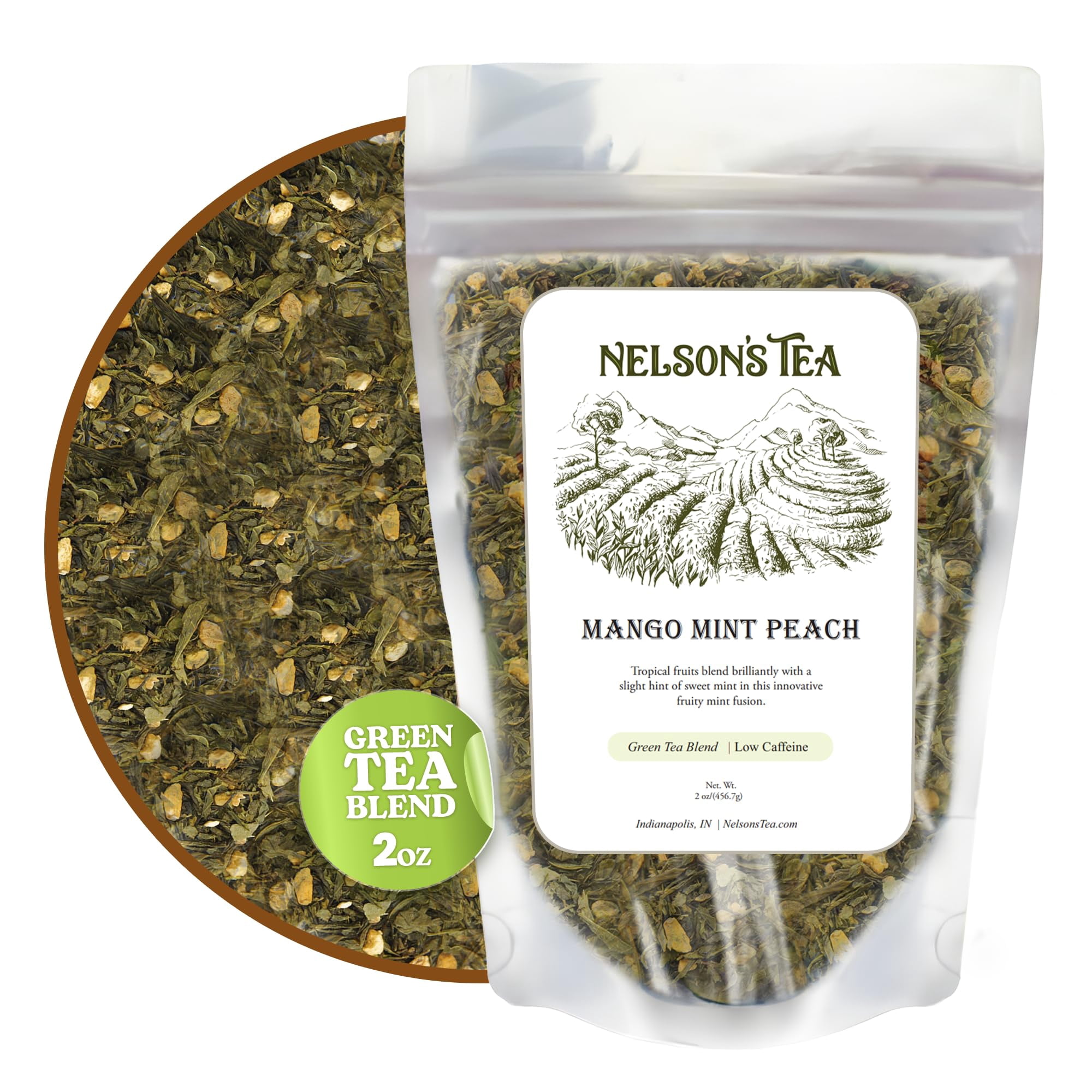 Nelcon Tea Nelson's Tea Mango Mint Peach - Sencha Green Tea with Ginger Root ...