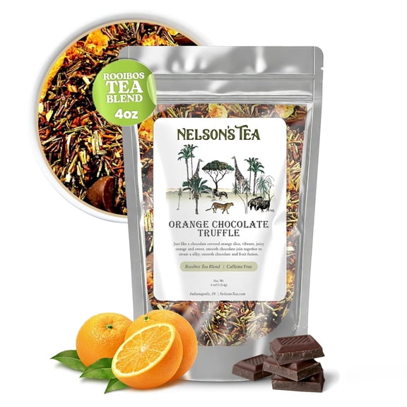 Nelson's Tea - Orange Chocolate Tea Loose Leaf - Cut & Sifted Truffle Tea with Green Rooibos, Red Rooibos and Orange Peel (4 oz)