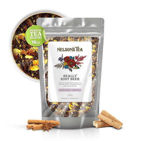 Nelson's Tea Really Root Beer - Sarsaparilla Root Herbal Loose Leaf Tea; Blend of Flavors like Sarsaparilla Root, Burdock Root, and More! - 16 oz