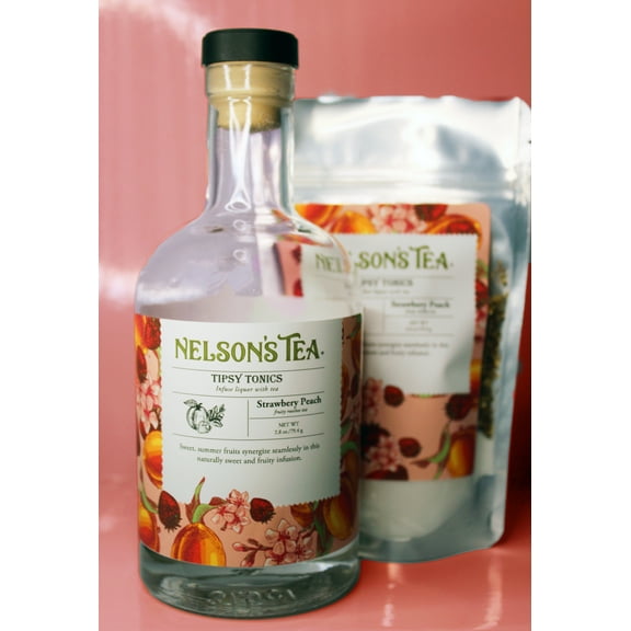 Nelson's Tea - Strawberry Peach - Tipsy Tonics - Loose Leaf Tea Infusions - 375mL Bottle