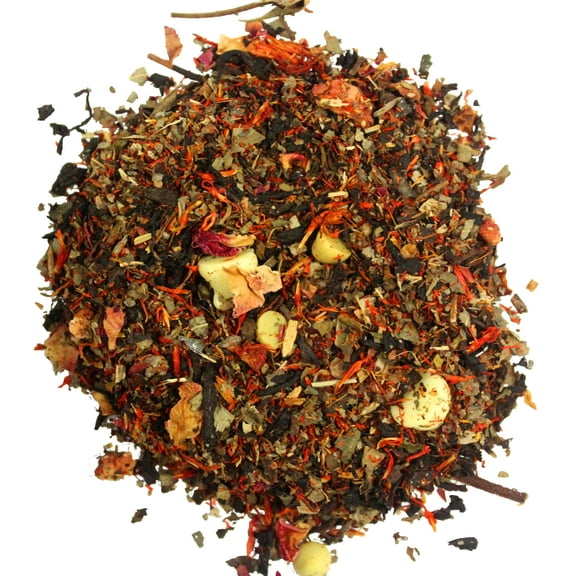 Nelson's Tea - Strawberry White Chocolate Tea - Loose Leaf Blend - Black tea, white tea, rose buds, rose hips, safflower, strawberry leaf, strawberries, and white chocolate - 2 oz