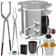 Nelyrho 6KG Propane Melting Furnace Kit with Two Crucible Tongs, Full Stainless Steel Foundry Klin Oxygen Torch Smelting Gold Silver Copper Aluminum Metal Recycle 2700℉