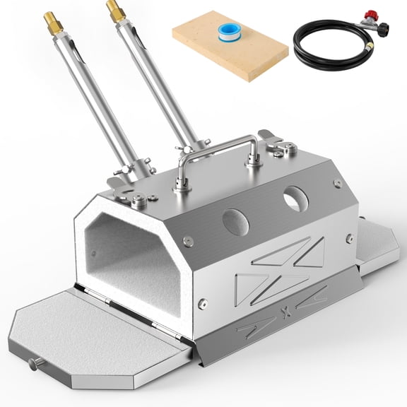 Nelyrho Portable Blacksmith Beginner Forge Kit With 30PSI Regulator, Dual Burner Professional Artists Hobby Knife Making Blacksmith Tools (Double Burner)