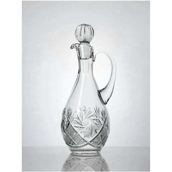 Neman D6207/H-500, 16 oz Hand-Cut Crystal Decanter with Handle and Stopper, Premium Lead Free Crystal Whiskey Decanter, Elegant Barware for Liquor