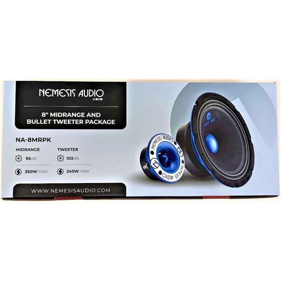 Nemesis Audio NA-8MRPK 8" 350W Max Midrange Car Speaker + Bullet Tweeter Package