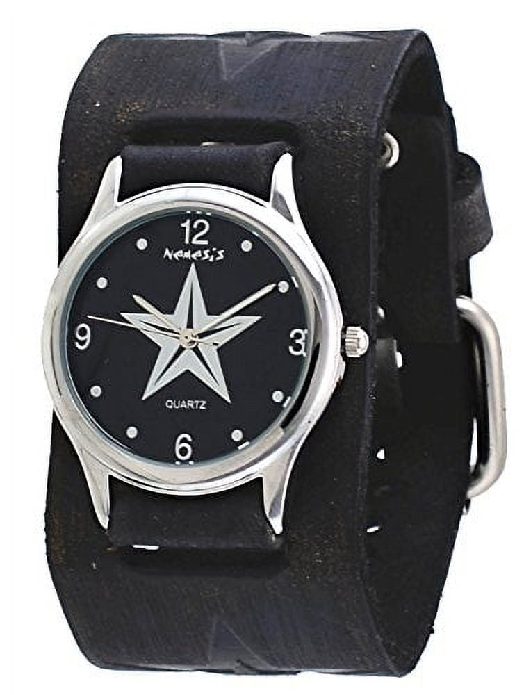 Nemesis KST355K Women s Star Watch with Wide Cuff Leather Embossed Star Icon Band