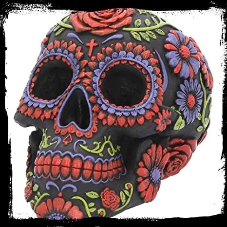 Nemesis Now Sugar Blooms Skull Figurine 18cm Black, Resin