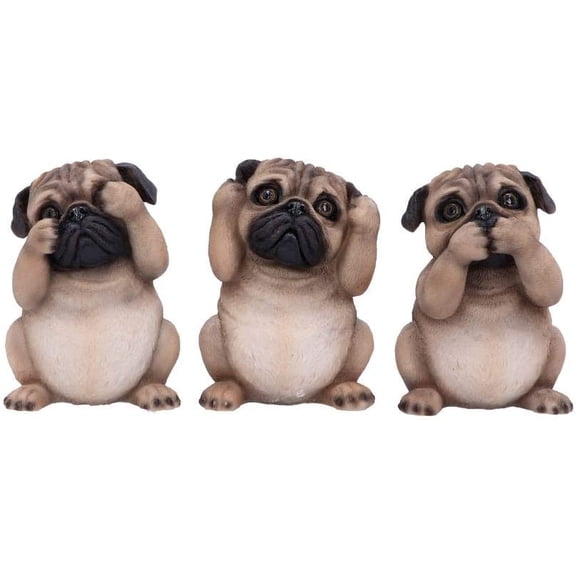 Nemesis Now Three Wise Pugs 8.5cm, Resin, Fawn