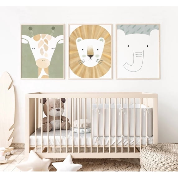Nemo and Her Safari Nursery Art Print Set of 3, Nursery Wall Art Picture, Animal Wall Decor Wall Art Kids, Nursery Safari Artwork for Bedroom