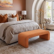 Nendo Bench Abstract Orange Bench, Modern Style, Exquisite printed fabric, Rubberwood, Indoor Living