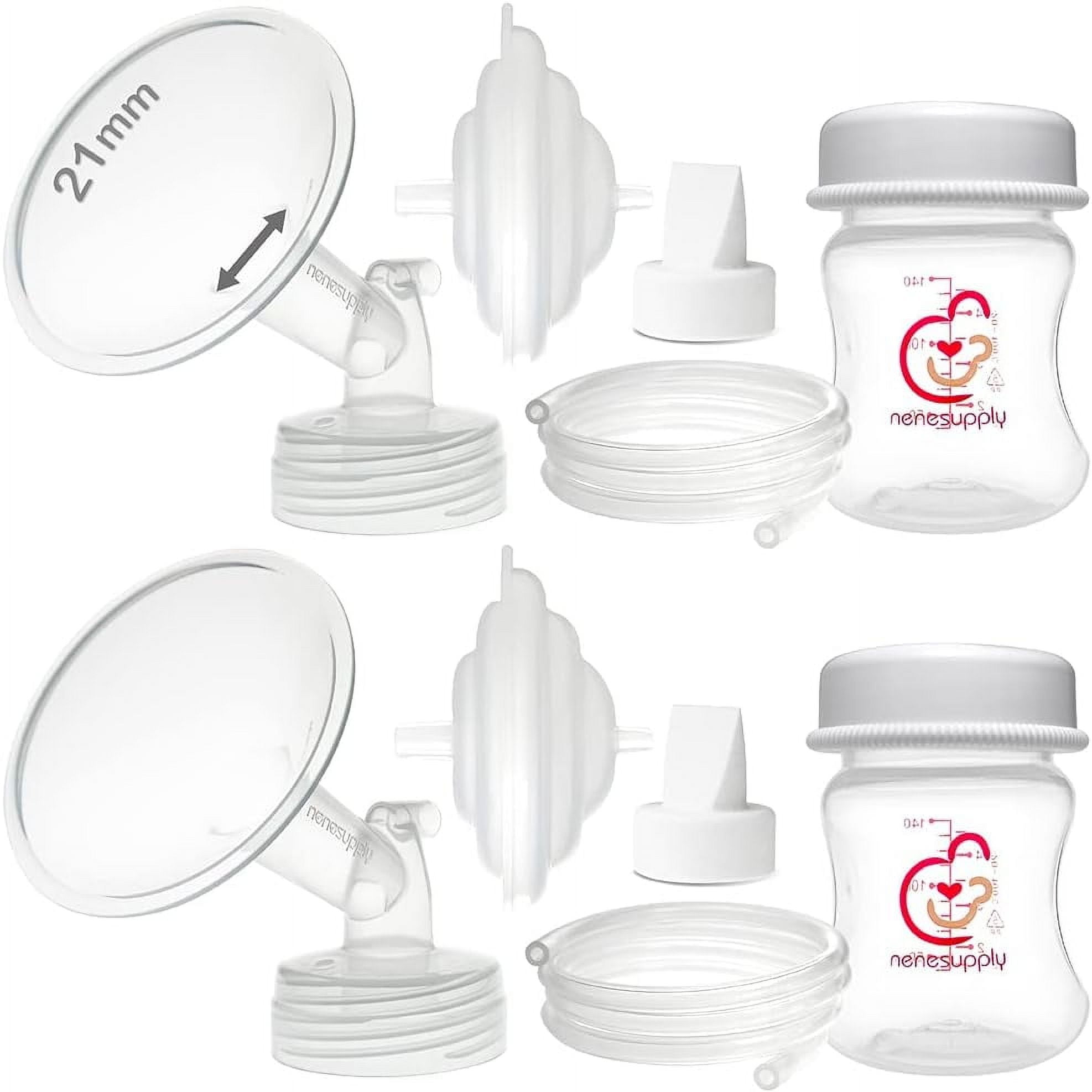 Nenesupply 21mm Flange Pump Parts Compatible with Spectra S2 S1 Breast Pumps Replacement Kit for Spectra Pump Parts S2 Parts S2 Accessories Include Flange Duckbill Valve Backflow Protector Bottles