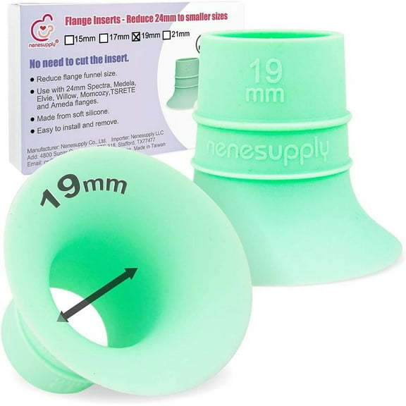 Nenesupply 2nd Generation 19mm Flange Inserts Compatible with 24mm Flange of Elvie OG Elvie Stride Spectra Momcozy Willow Reduce 24mm to 19mm Replace Elvie Inserts Not Original Elvie Pump Parts