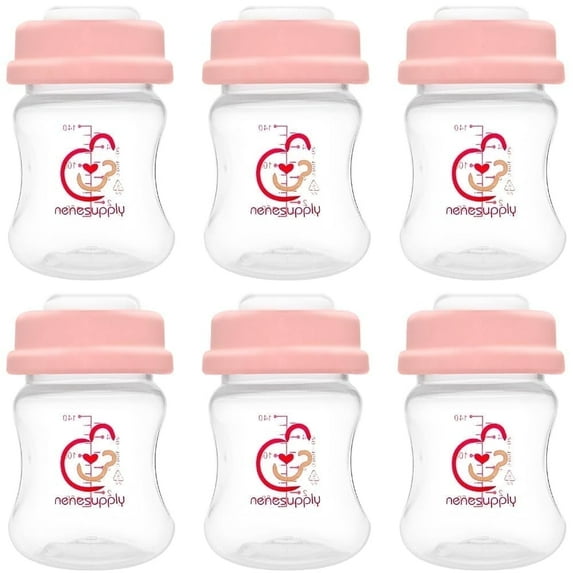 Nenesupply Storage Bottles Collection Bottles for Spectra S1 S2 Motif Luna Breast Pumps 6 pc 4.7oz 140ml With Collar and Sealing Disc. Breastmilk Storage Replace Spectra Bottles Wide-Mouth Bottles