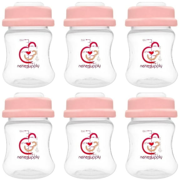 Nenesupply Storage Bottles Collection Bottles for Spectra S1 S2 Motif Luna Breast Pumps 6 pc 4.7oz 140ml With Collar and Sealing Disc. Breastmilk Storage Replace Spectra Bottles Wide-Mouth Bottles