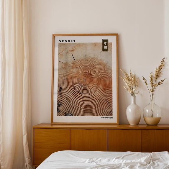 Nenrin Japandi Tree Rings Poster, Japanese Growth, Zen Wabi Sabi Grain ...